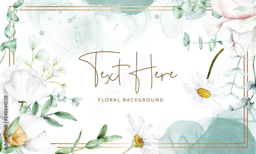 watercolor white floral background template