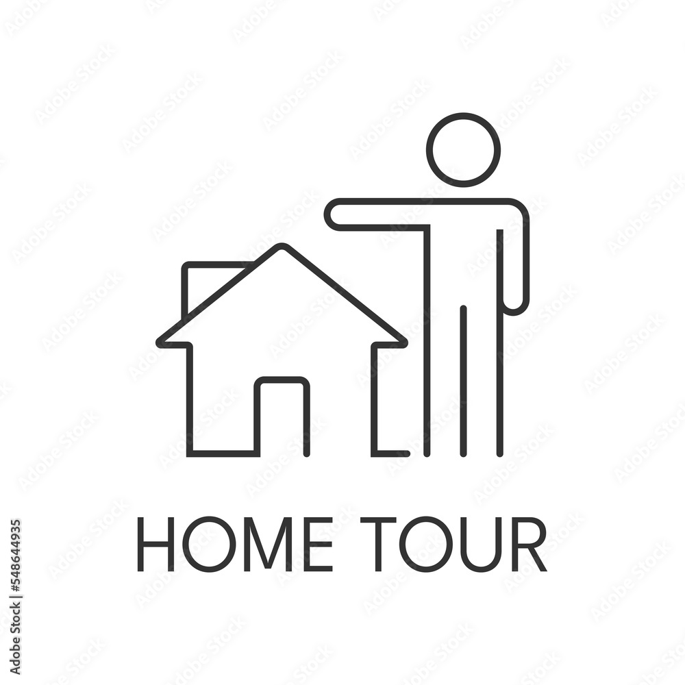 Home tour icon outline. Real estate simple vector illustration Home tour icon outline. Real estate simple vector illustration
