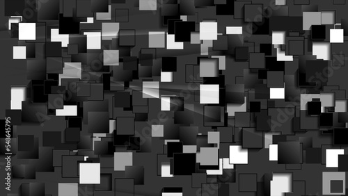 Fototapeta Naklejka Na Ścianę i Meble -  Black and white glossy squares abstract tech background