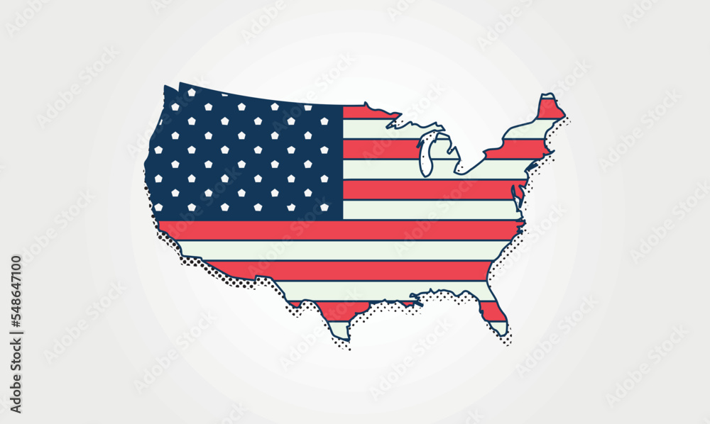 United States Map with inner flag Stock Vector | Adobe Stock