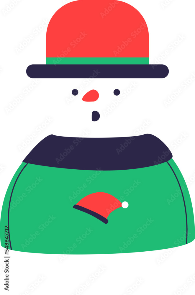 a snowman wearing a green sweater with a hat
a snowman wearing a green sweater with a hat