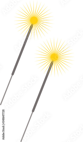 two firecrackers lit up like the sun to complete the new year's celebration
