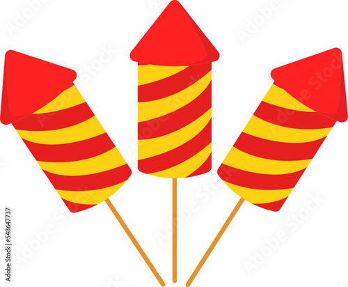 three orange rocket-shaped firecrackers to complete the new year's celebration
