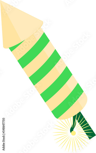 a green rocket-shaped firecracker to complete the new year's celebration
