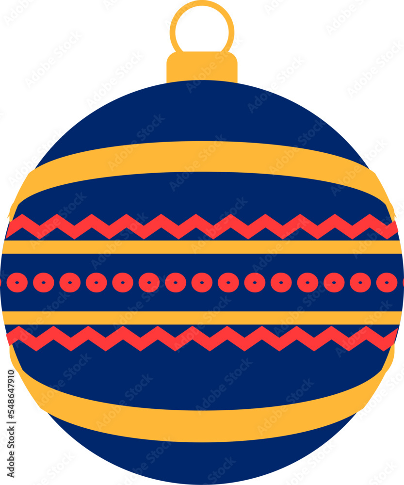 a hanging decoration is round and navy blue with red yellow lines
a hanging decoration is round and navy blue with red yellow lines