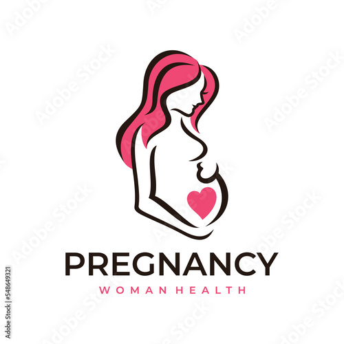 Pregnancy Pregnant Woman Maternal Logo Vector Icon Illustration