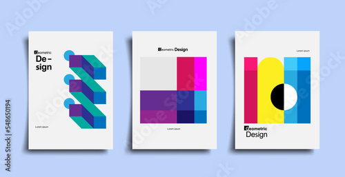 Abstract bauhaus geometric pattern background, vector circle, triangle and square lines art design. Vintage color bauhaus Swiss cover design, poster set. Vector Eps 10