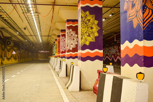 PM Narendra Modi dedicate Pragati tunnel and five underpass of Pragati Maidan Integrated Transit Corridor Project to nation, Pragati Tunnel opens for traffic movement, Graffiti’s in Pragati Tunnel photo