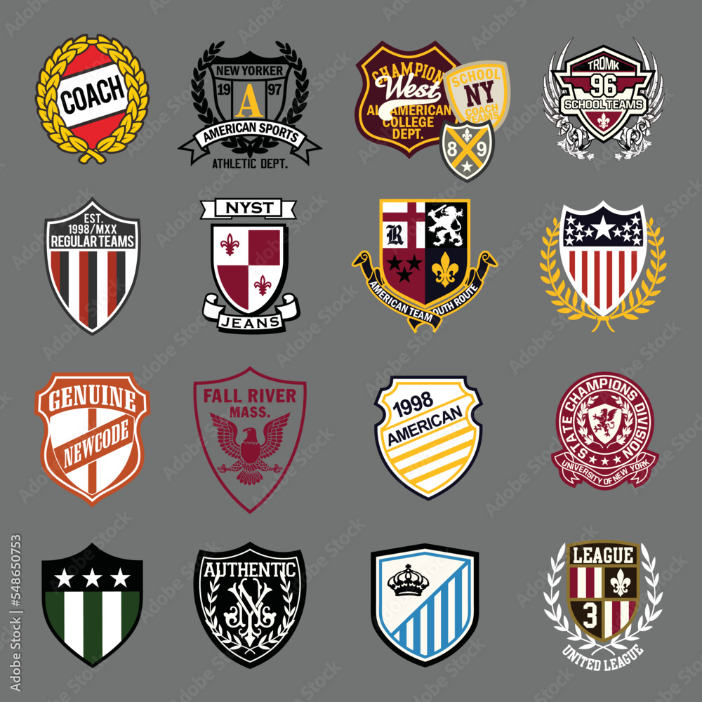 16 set badge and patches label vector illustration for t shirt and other uses.