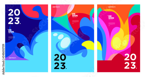 New year 2023 design template with fluid colorful abstract background