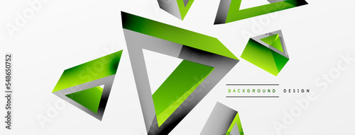 3d triangle abstract background. Basic shape technology or business concept composition. Trendy techno business template for wallpaper, banner, background or landing