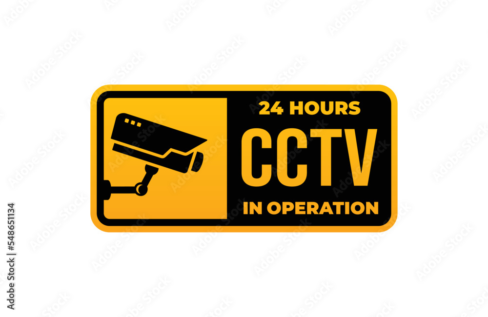 Attention cctv in operation symbol vector