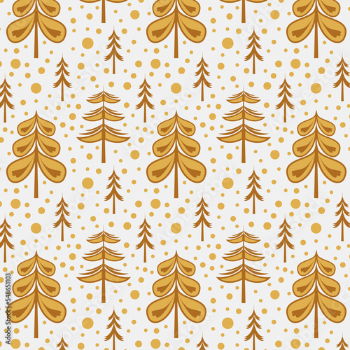 Seamless vector pattern with Christmas trees. Can be used for wallpaper, pattern fills, web page background, surface textures, gifts. Creative Hand Drawn textures for winter holidays.