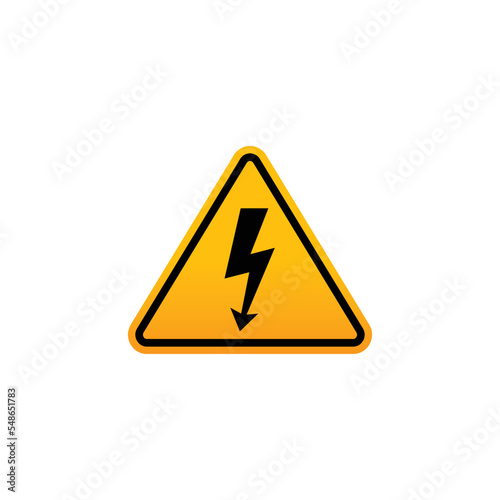 Caution high voltage symbol vector. Yellow triangle vector