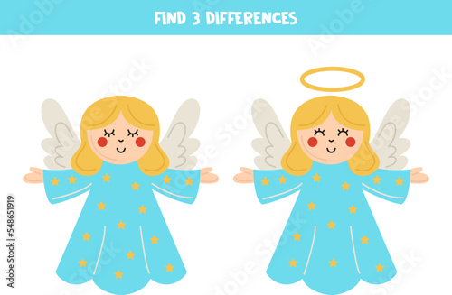 Find three differences between two cute angels.
