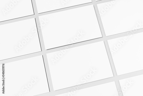 Business Card isolated on gray. White business card mock-up for graphic designers presentations and portfolios