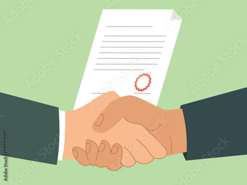 businessman handshake  contract signing illustration