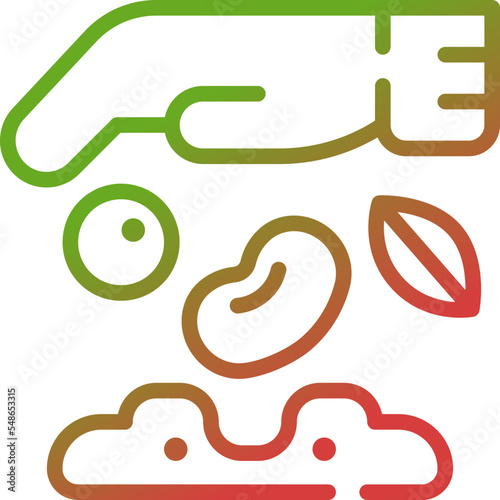 sowing seeds gradient line icon