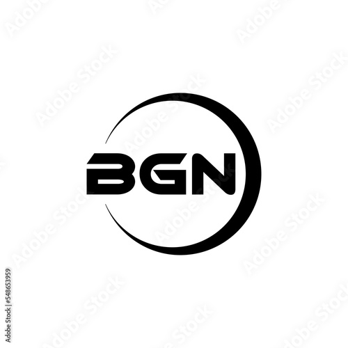 BGN letter logo design with white background in illustrator, cube logo, vector logo, modern alphabet font overlap style. calligraphy designs for logo, Poster, Invitation, etc. © Mamunur