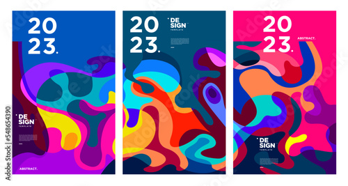 Wallpaper Mural New year 2023 design template with fluid colorful abstract background Torontodigital.ca