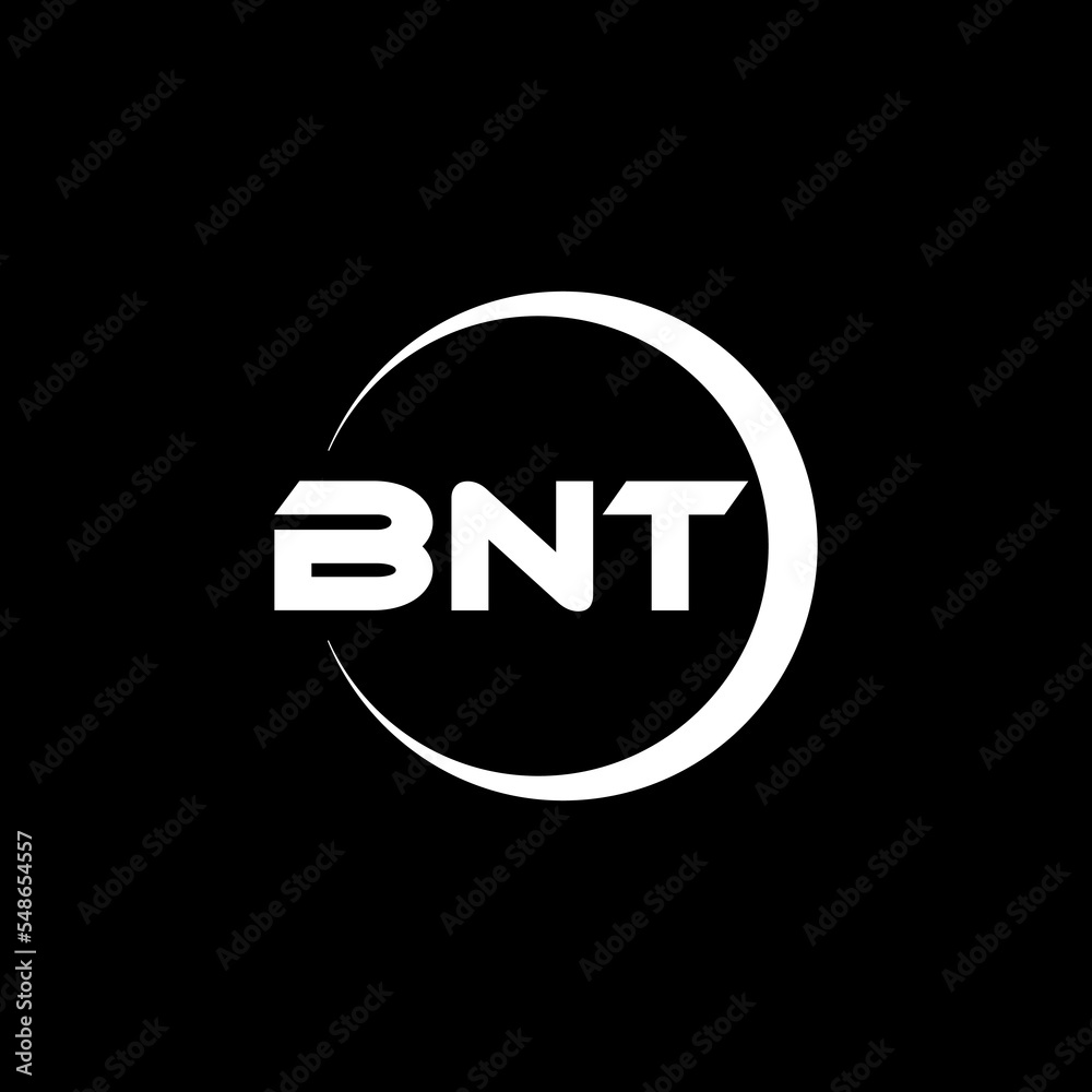 BNT letter logo design with black background in illustrator, cube logo, vector logo, modern alphabet font overlap style. calligraphy designs for logo, Poster, Invitation, etc.