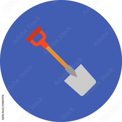 Shovel Multicolor Circle Flat Icon