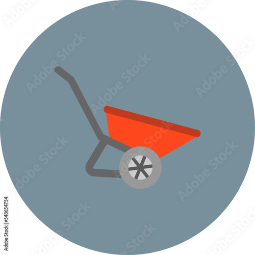 Wheelbarrow Multicolor Circle Flat Icon