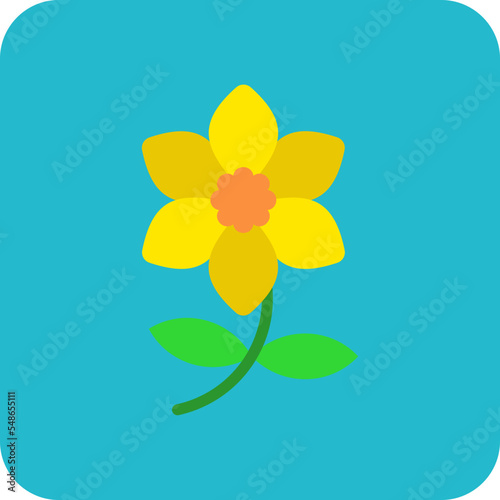 Daffodil Multicolor Round Corner Flat Icon