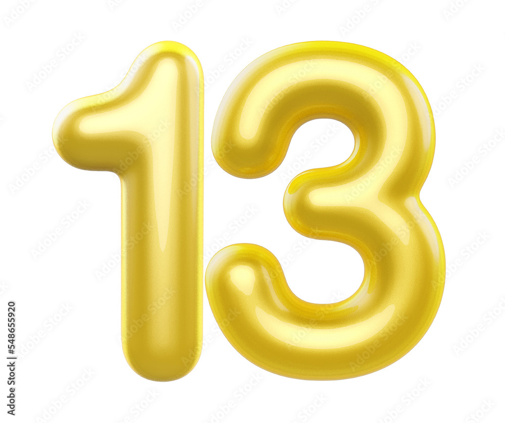 3d balloon numbers 13 golden 3d balloon numbers 13 golden