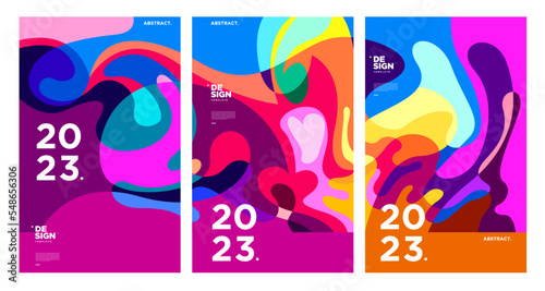 New year 2023 design template with fluid colorful abstract background © yahya