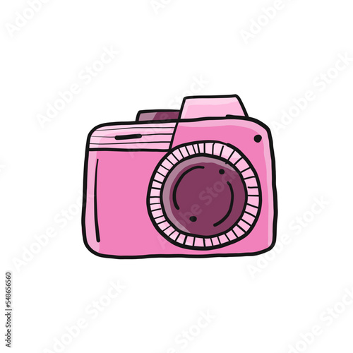 Old fashioned vintage photocamera isolated on white for your design. Vector illustration