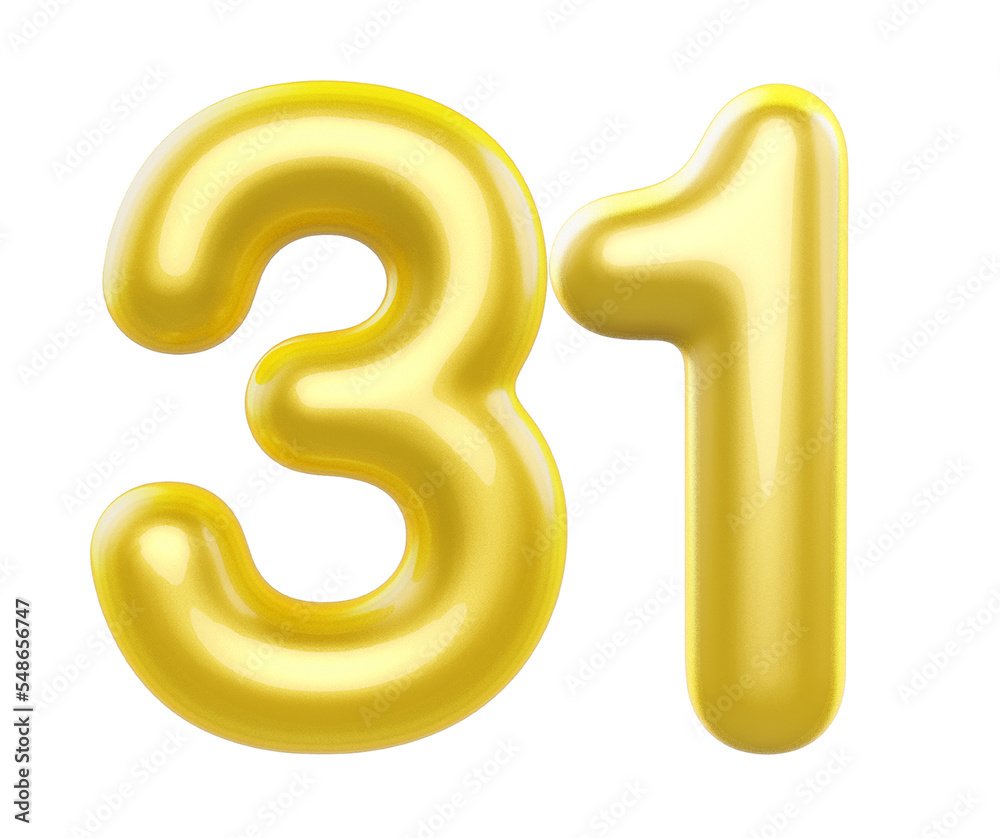 3d balloon numbers 31 golden 3d balloon numbers 31 golden