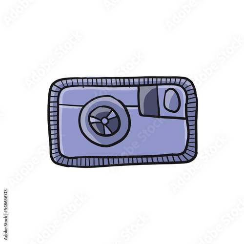 Old fashioned vintage photocamera isolated on white for your design. Vector illustration