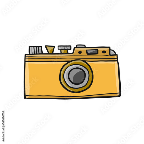 Old fashioned vintage photocamera isolated on white for your design. Vector illustration