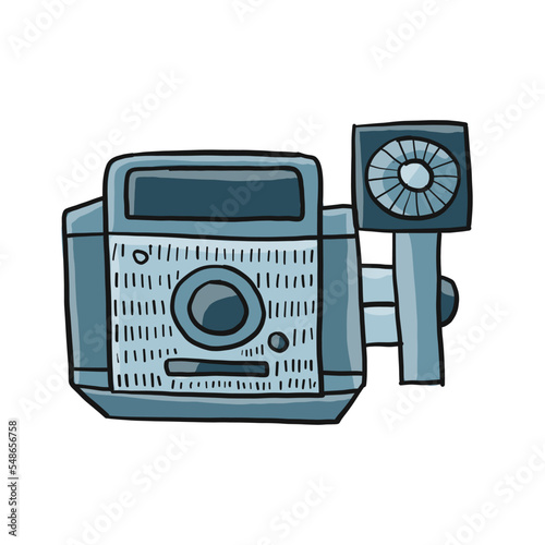 Old fashioned vintage photocamera isolated on white for your design. Vector illustration