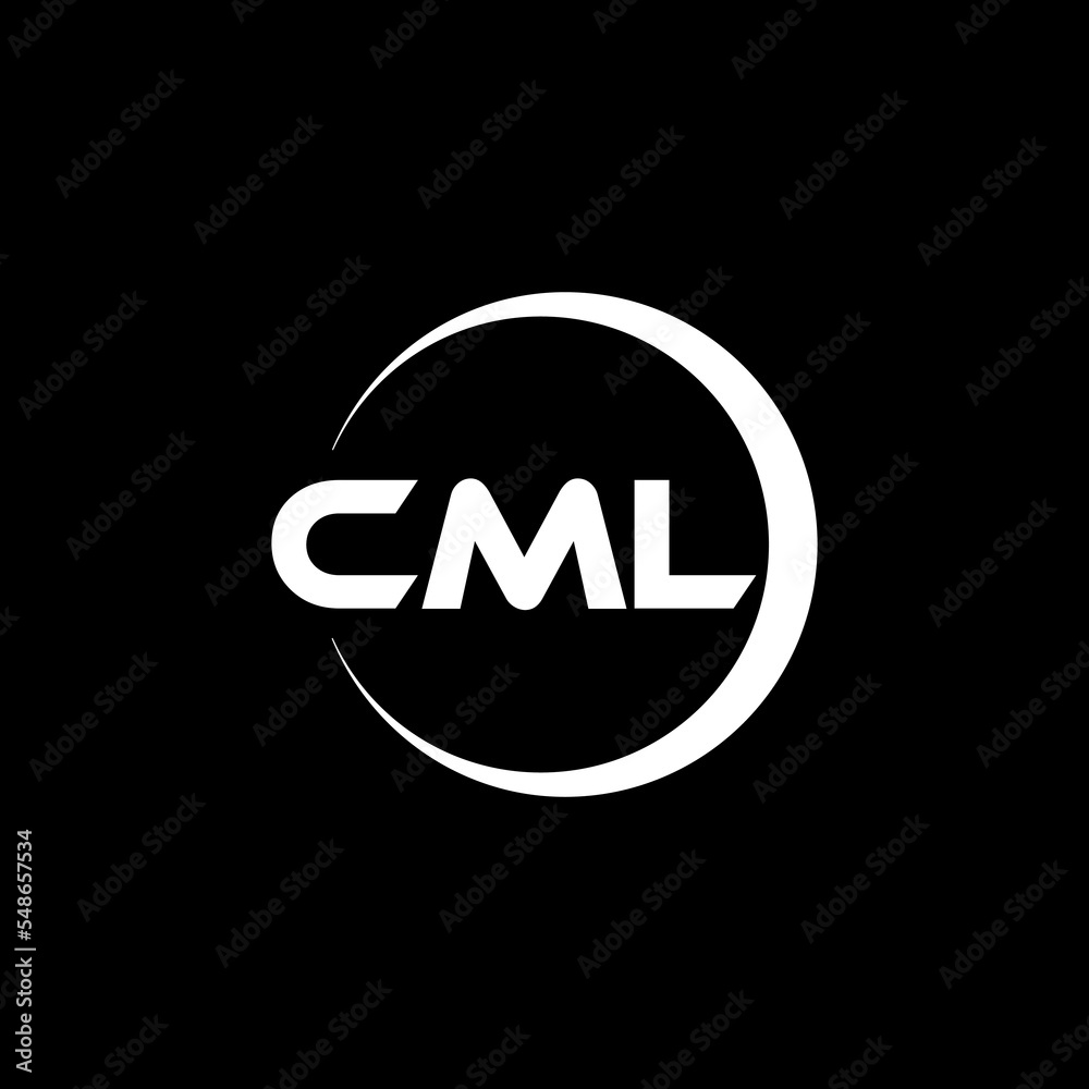 CML letter logo design with black background in illustrator, cube logo, vector logo, modern alphabet font overlap style. calligraphy designs for logo, Poster, Invitation, etc.