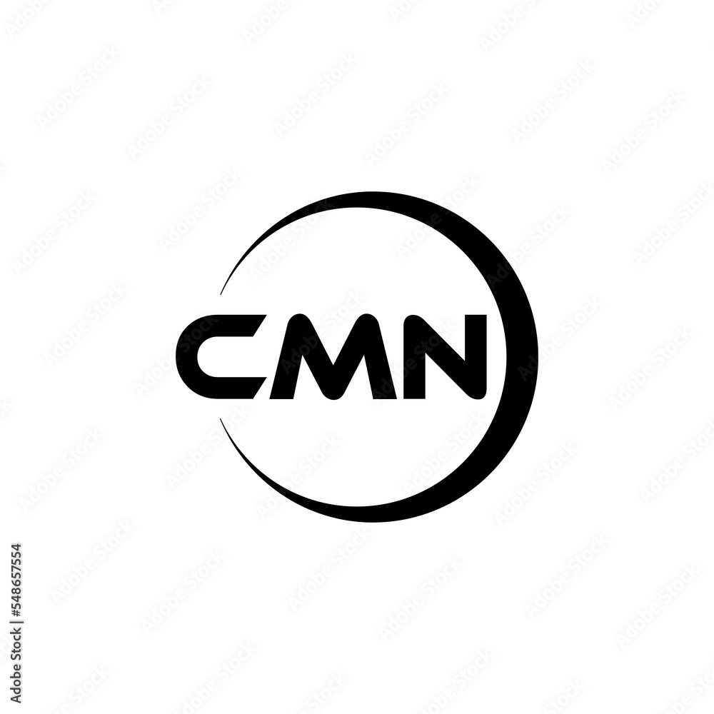 CMN letter logo design with white background in illustrator, cube logo, vector logo, modern alphabet font overlap style. calligraphy designs for logo, Poster, Invitation, etc.