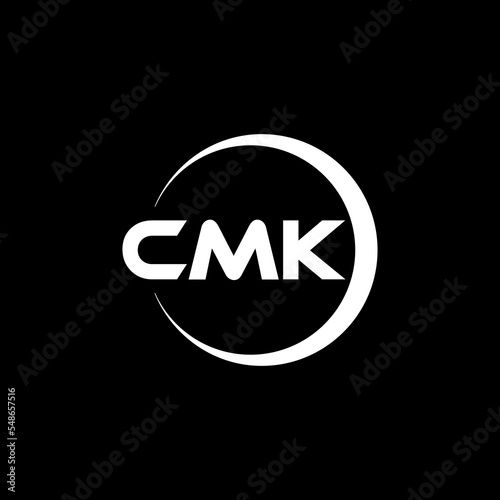 CMK letter logo design with black background in illustrator, cube logo, vector logo, modern alphabet font overlap style. calligraphy designs for logo, Poster, Invitation, etc. photo