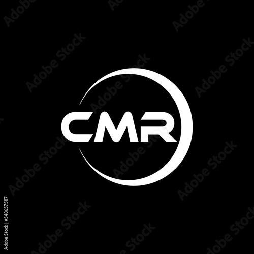 CMR letter logo design with black background in illustrator, cube logo, vector logo, modern alphabet font overlap style. calligraphy designs for logo, Poster, Invitation, etc. photo