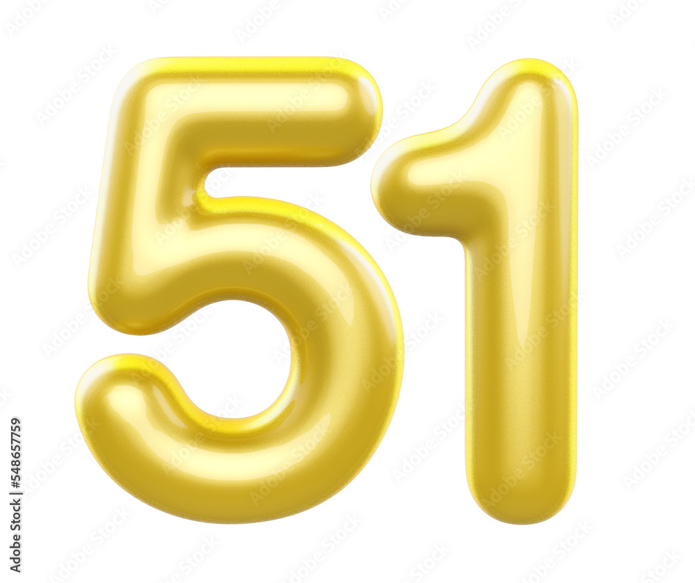 3d balloon numbers 51 golden 3d balloon numbers 51 golden