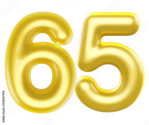 3d balloon numbers 65 golden 