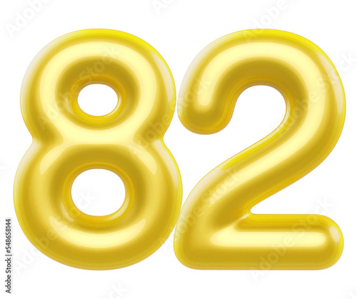 3d balloon numbers 82 golden 