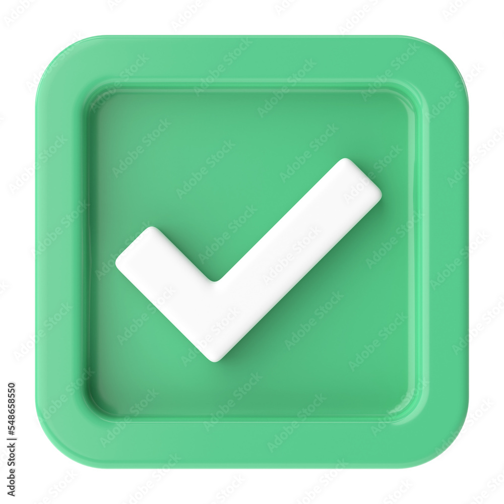 Checkbox. Check mark. 3D illustration. Checkbox. Check mark. 3D illustration.