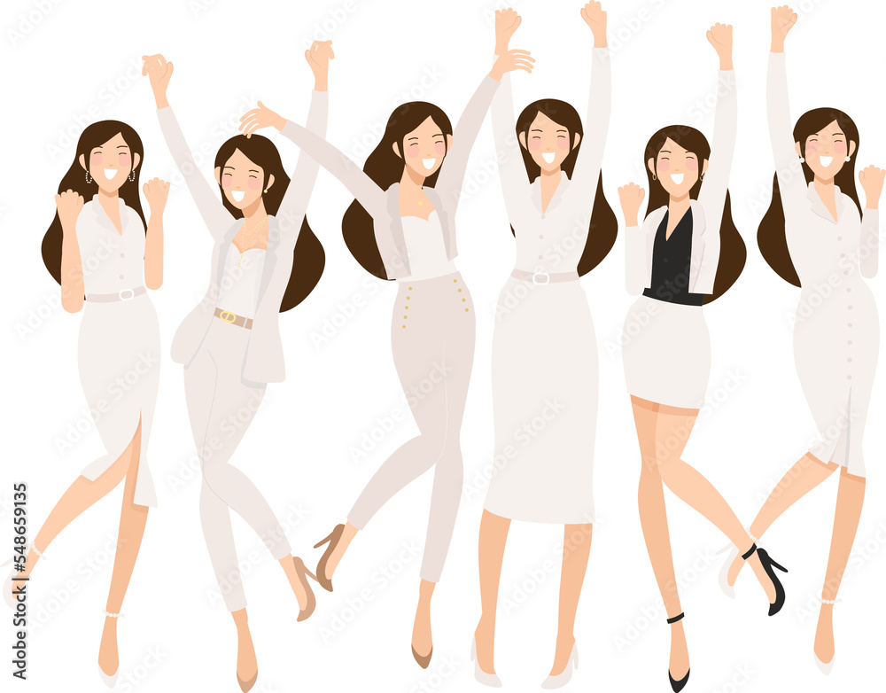 Naklejka premium success happy business woman in white suitpants