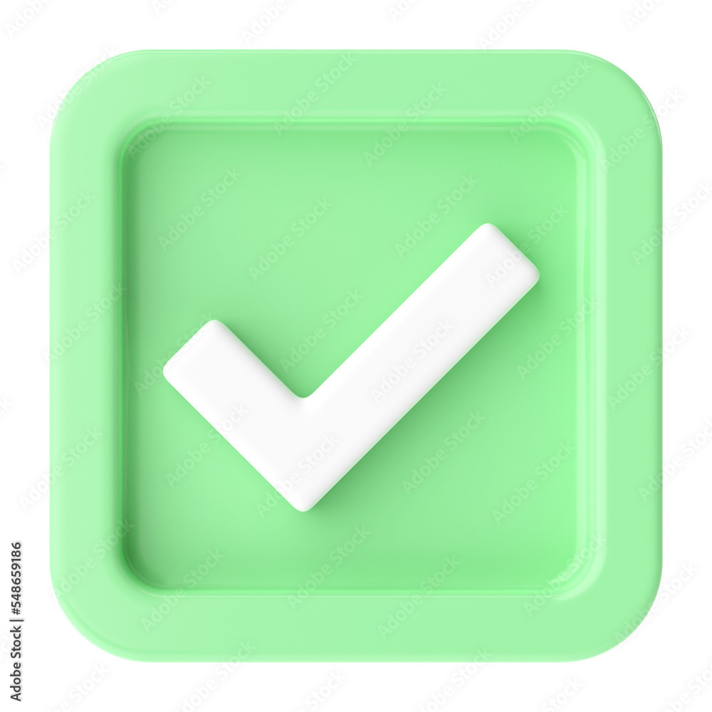 Checkbox. Check mark. 3D illustration. Checkbox. Check mark. 3D illustration.