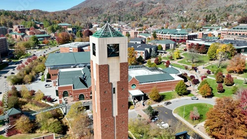 appalachian state university aerial orbit of campus in boone nc, north carolina photo