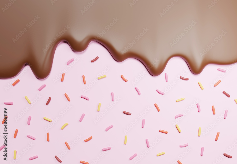 3D of flowing chocolate liquid texture on pink background 3D of flowing chocolate liquid texture on pink background
