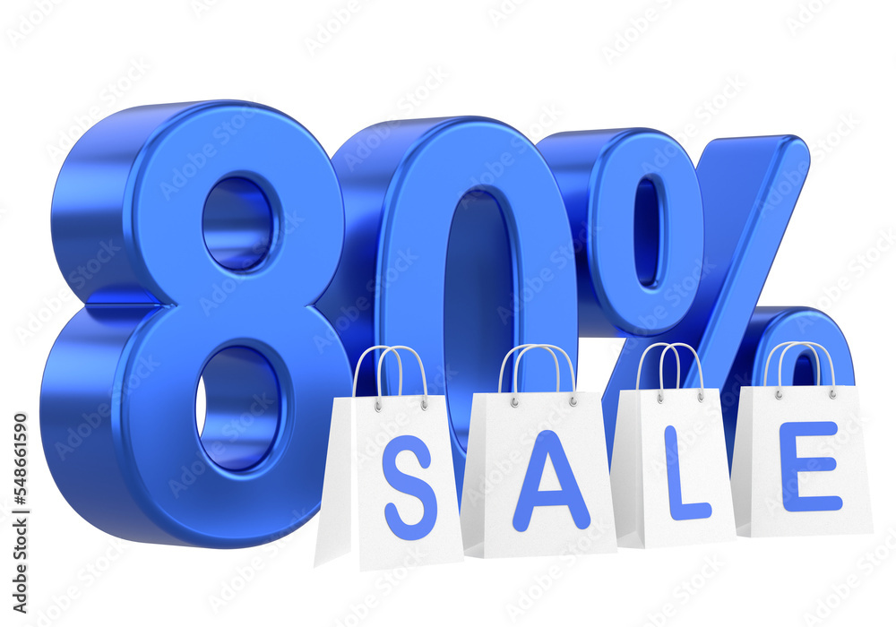 3D eighty percent sale. 80% sale. Sale banner decoration. 3D eighty percent sale. 80% sale. Sale banner decoration.