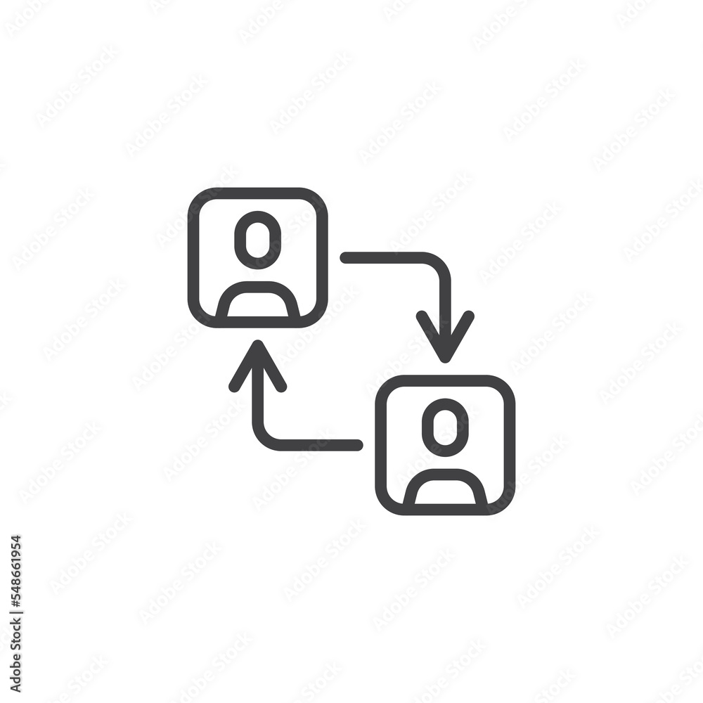 Two people and arrows line icon Two people and arrows line icon