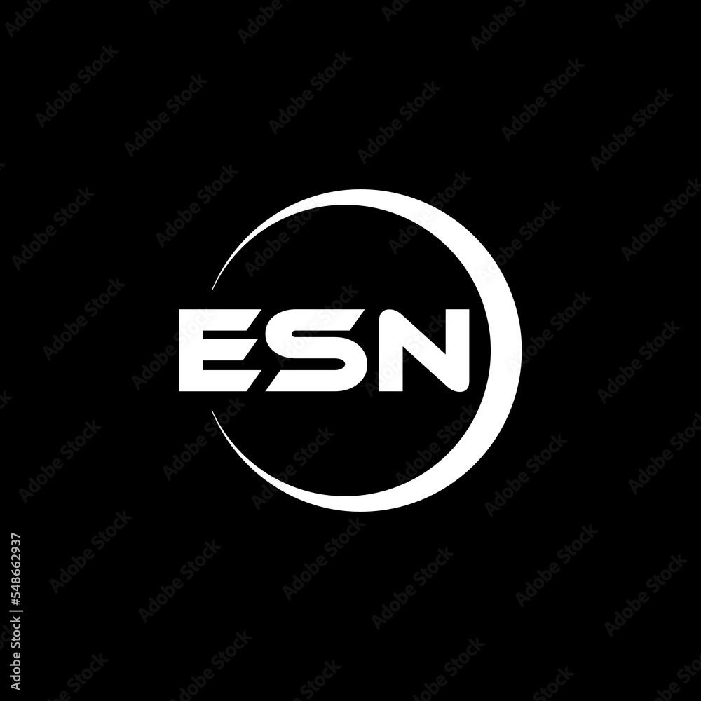 ESN letter logo design with black background in illustrator, cube logo ...